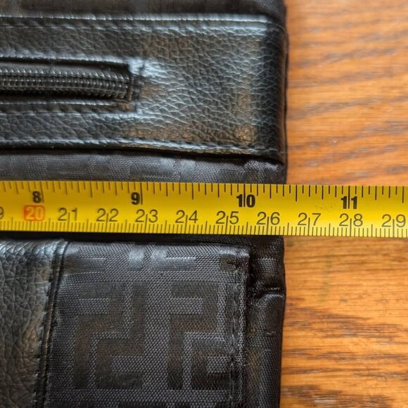 Denver Hayes Crossbody Purse in a Black Leather Geographic with adjustable Strap - Picture 5 of 6